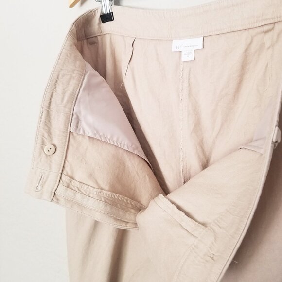J Jill Linen Stretch Straight-Leg Cropped Trousers Pants Size 14 Flax Beige Tan - Picture 13 of 14